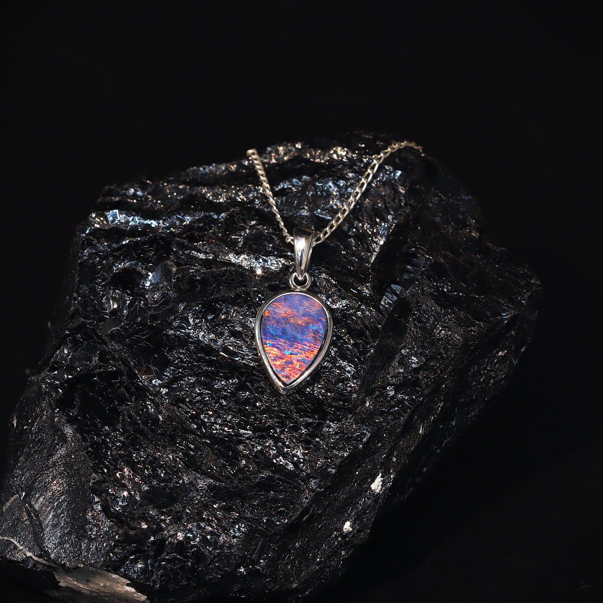 Australian Opal Doublet silver pendant