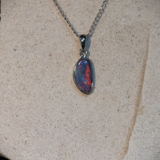 Australian Opal Doublet silver pendant