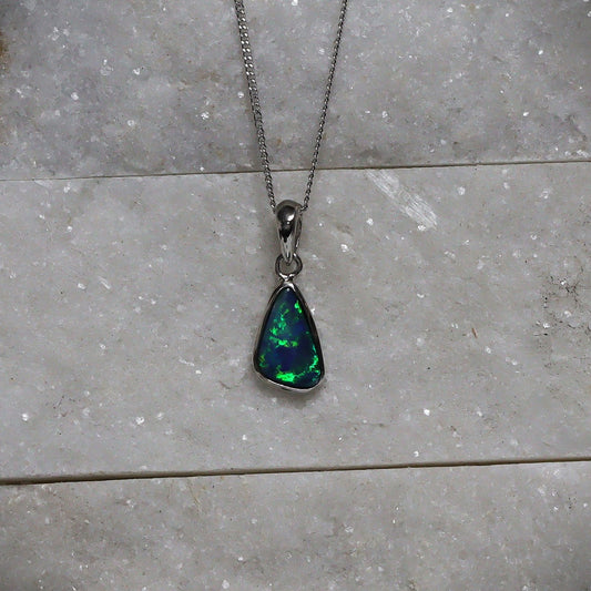 Australian Opal Doublet silver pendant