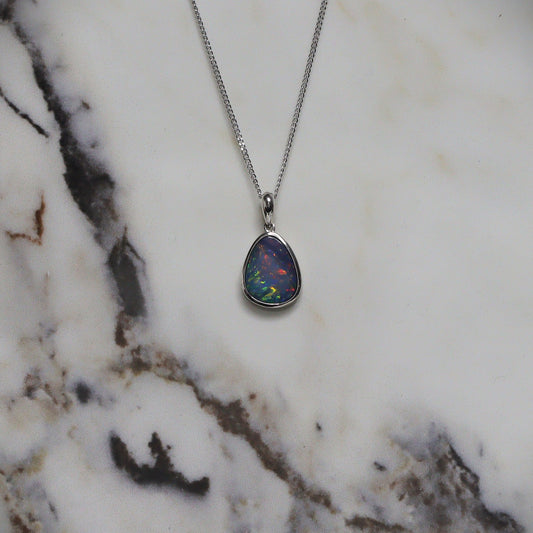 Australian Opal Doublet silver pendant