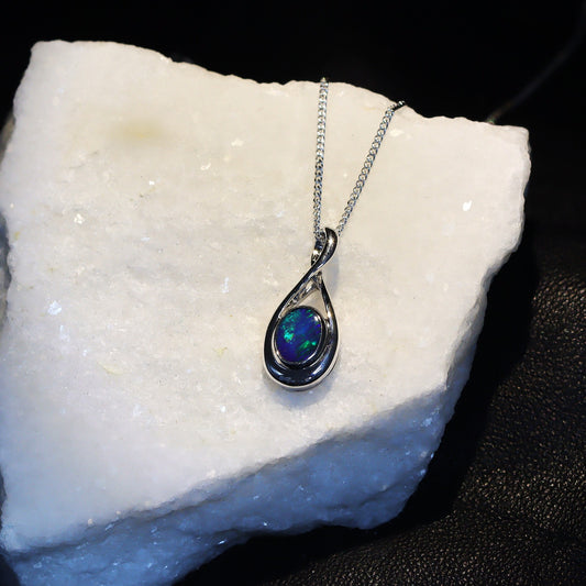 Australian Opal Doublet silver pendant