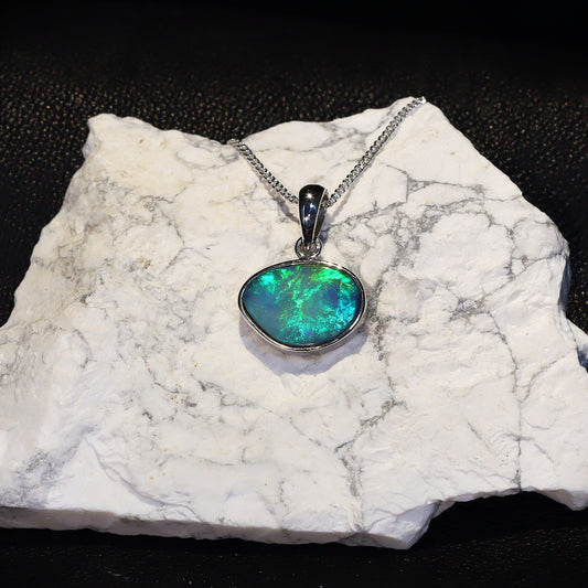 Australian Opal Doublet silver pendant