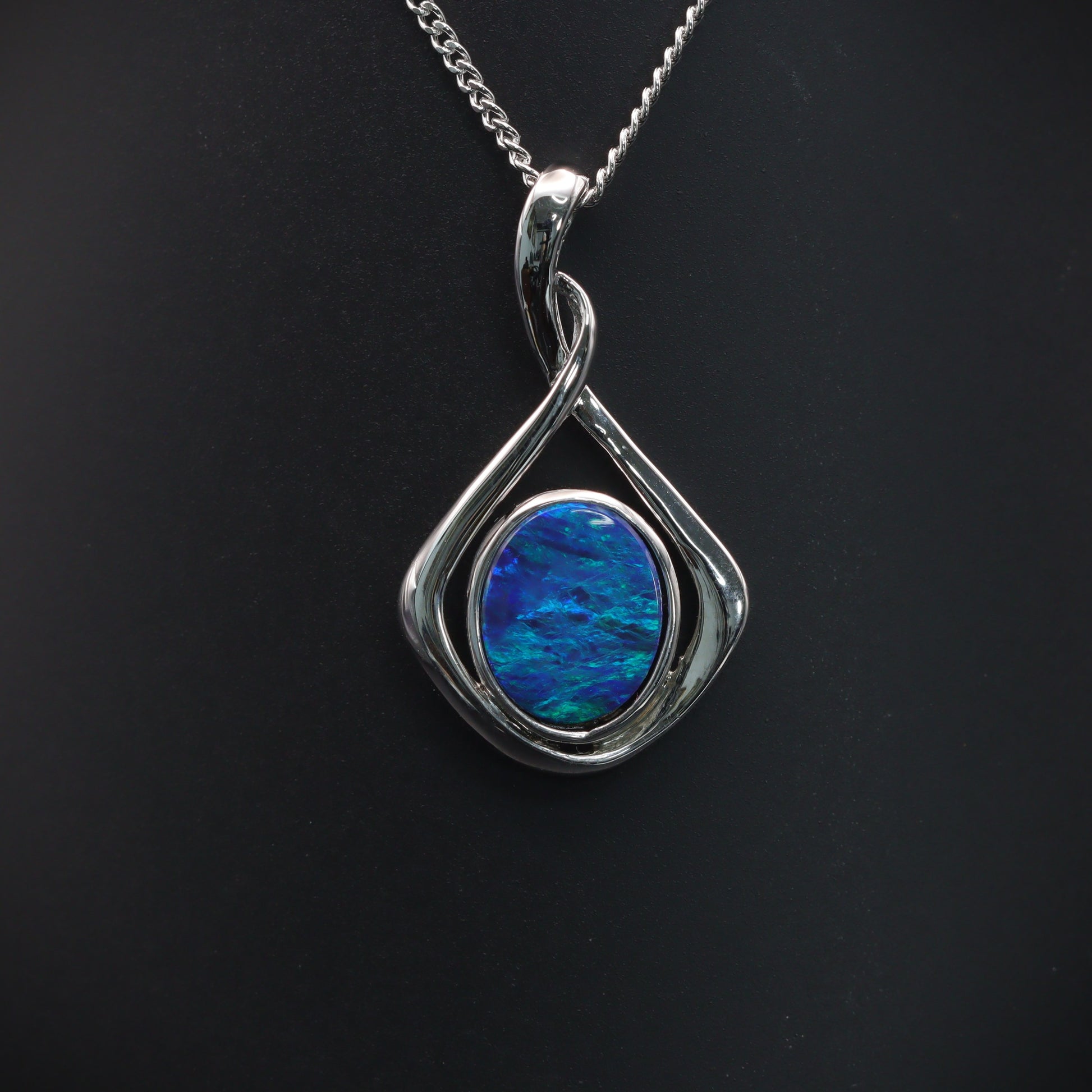 Australian Opal Doublet silver pendant