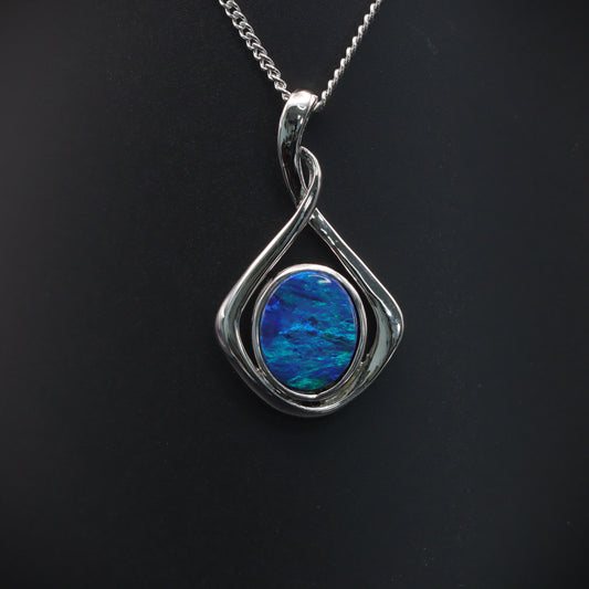 Australian Opal Doublet silver pendant