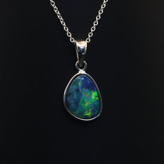 Australian Opal Doublet silver pendant