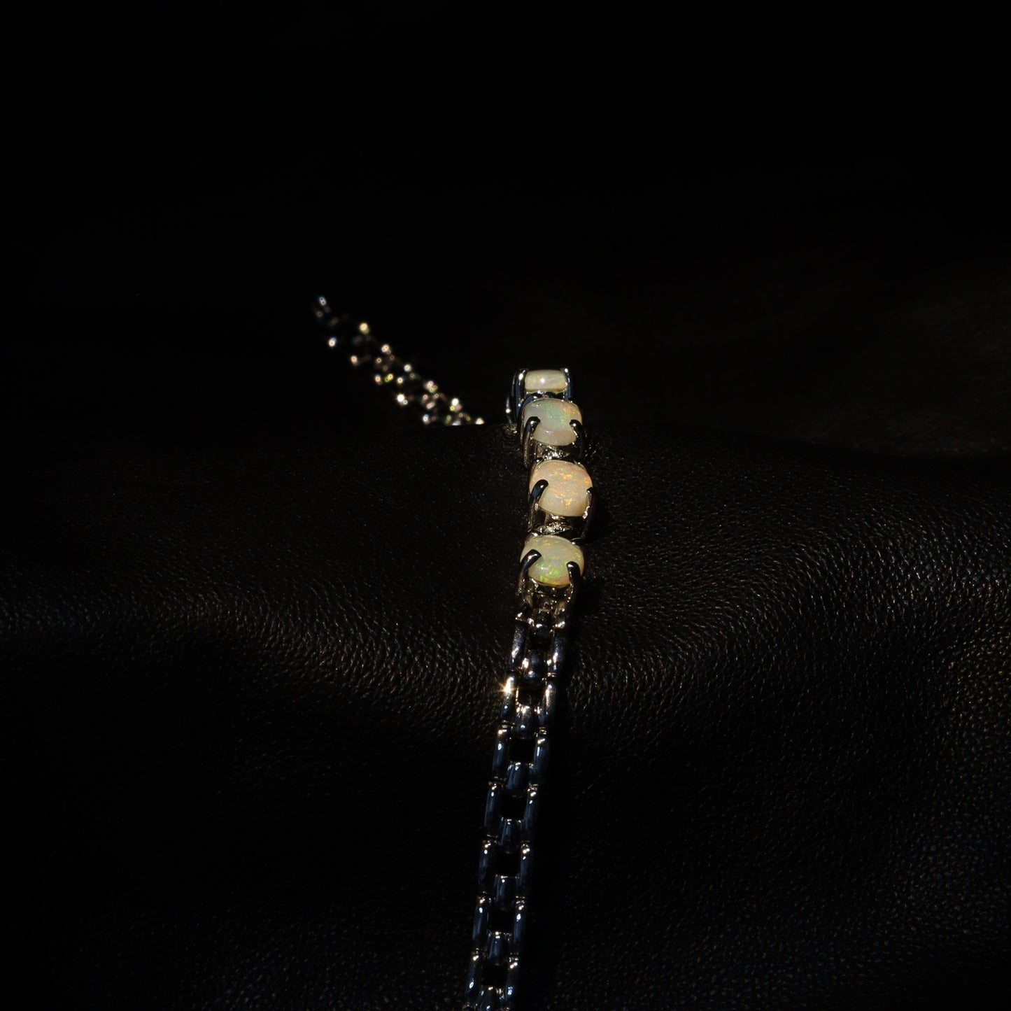 Australian White Opal Silver Bracelet 