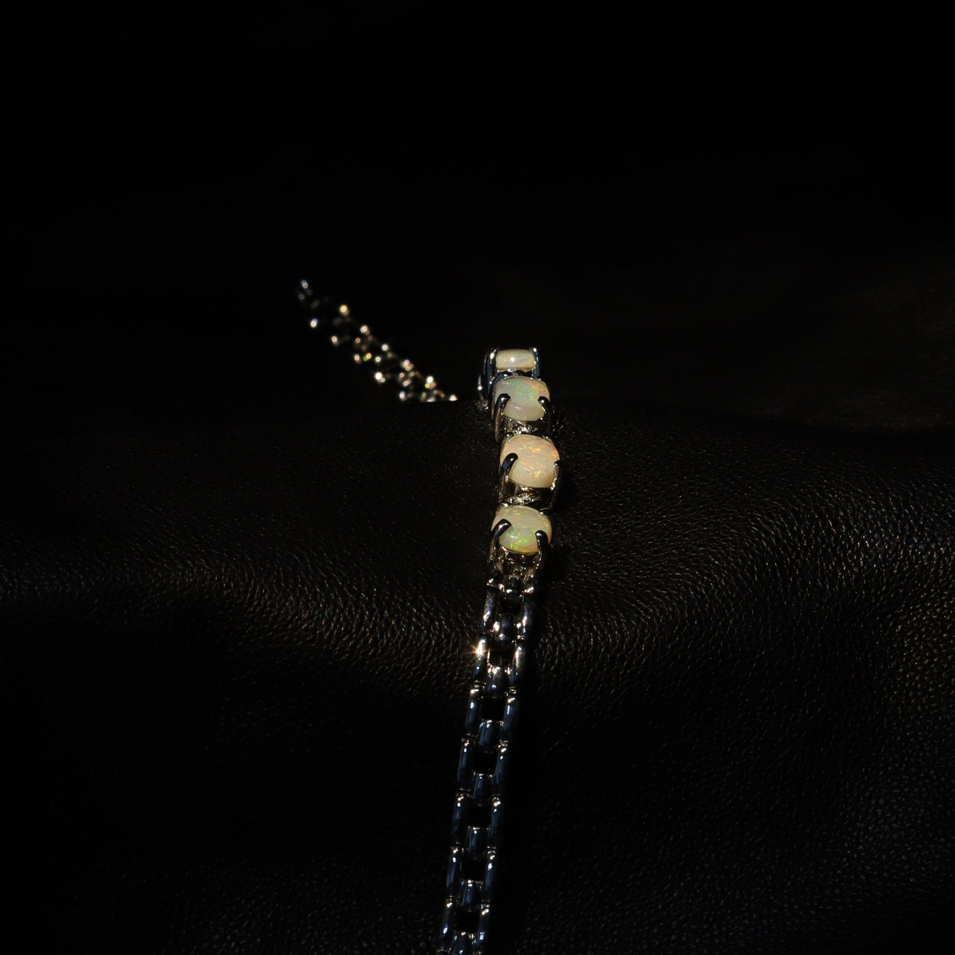 Australian White Opal Silver Bracelet 