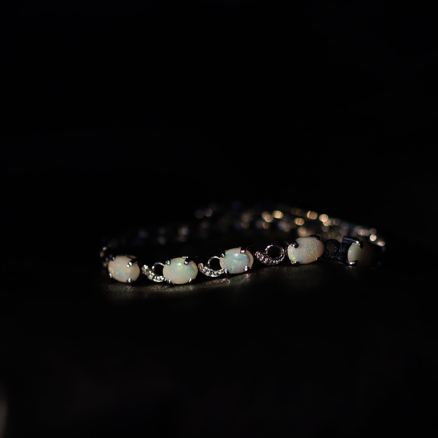 Australian White Opal Silver Bracelet 