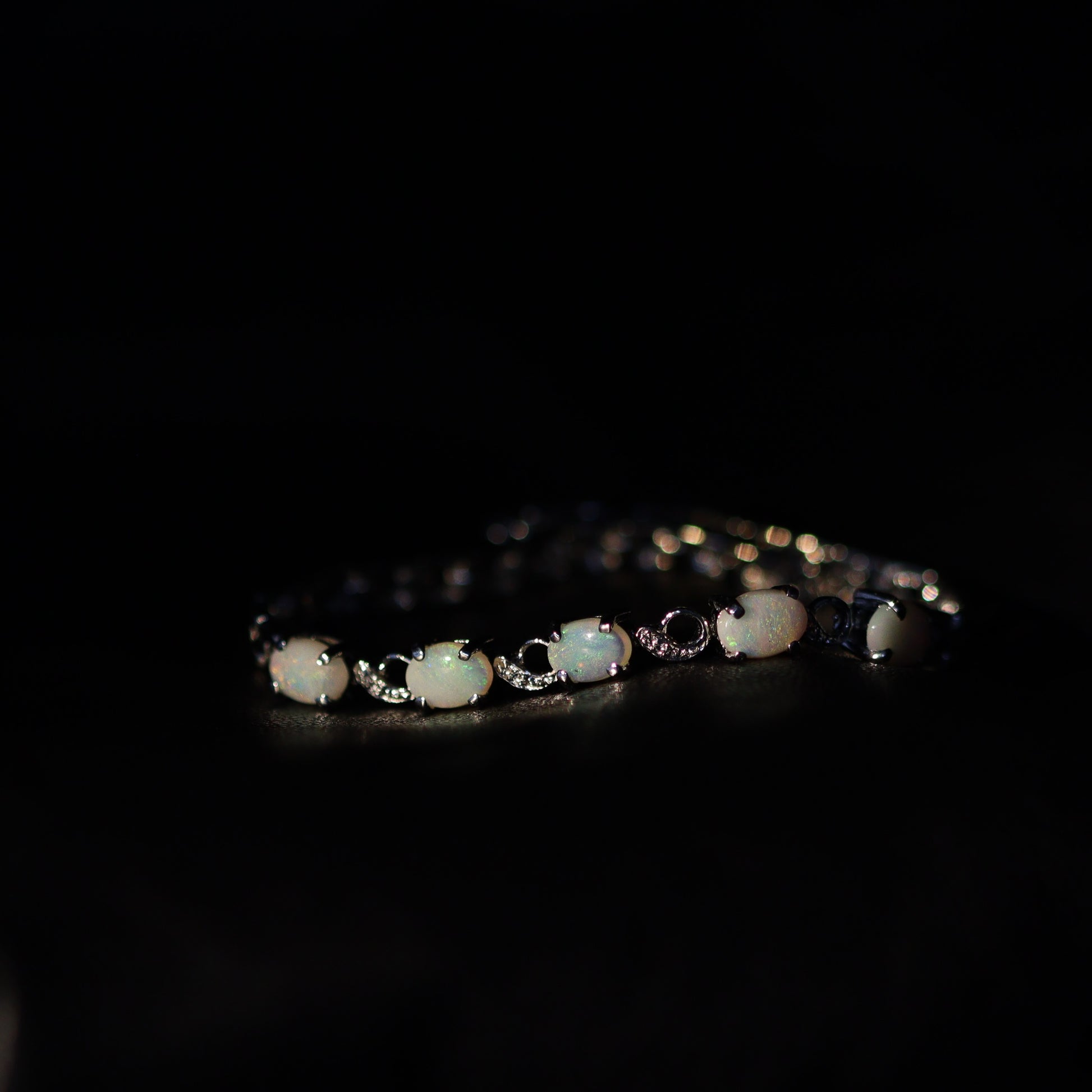 Australian White Opal Silver Bracelet 