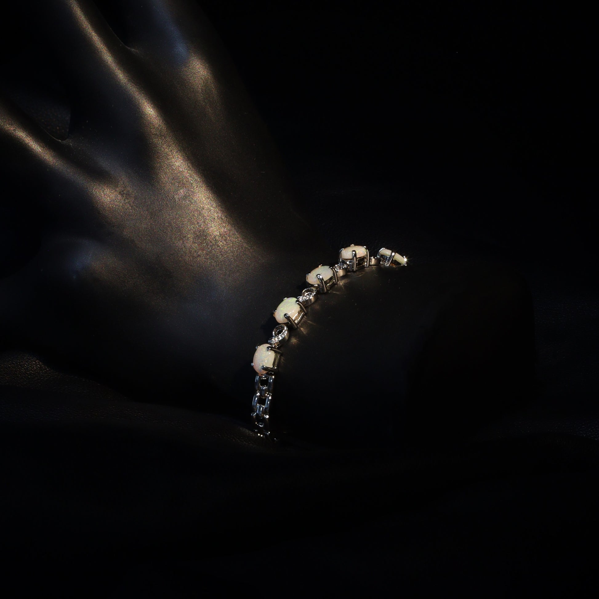 Australian White Opal Silver Bracelet 