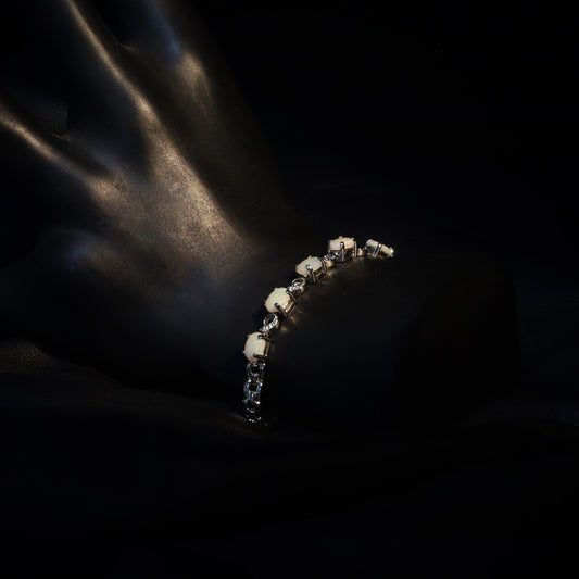 Australian White Opal Silver Bracelet 