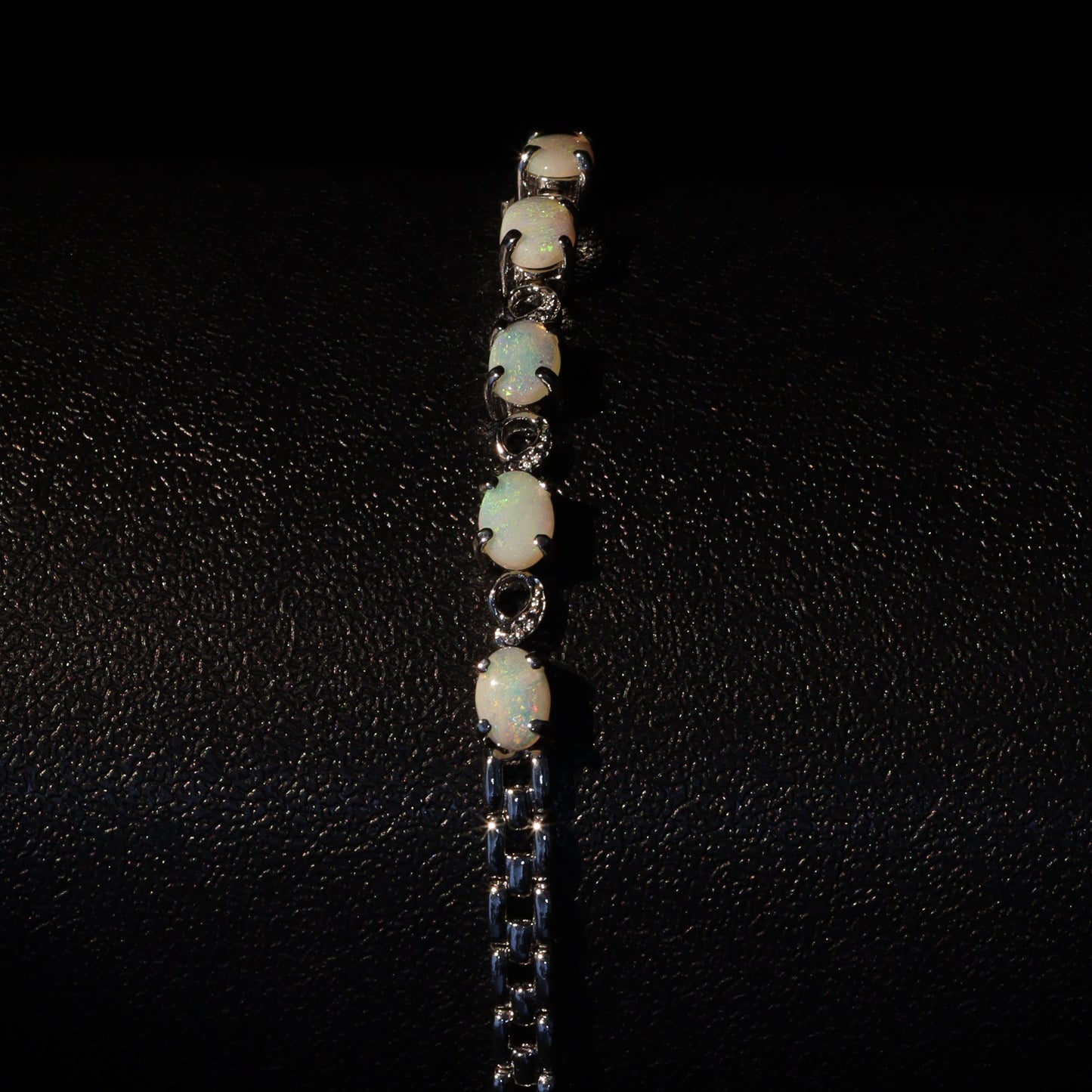 Australian White Opal Silver Bracelet 