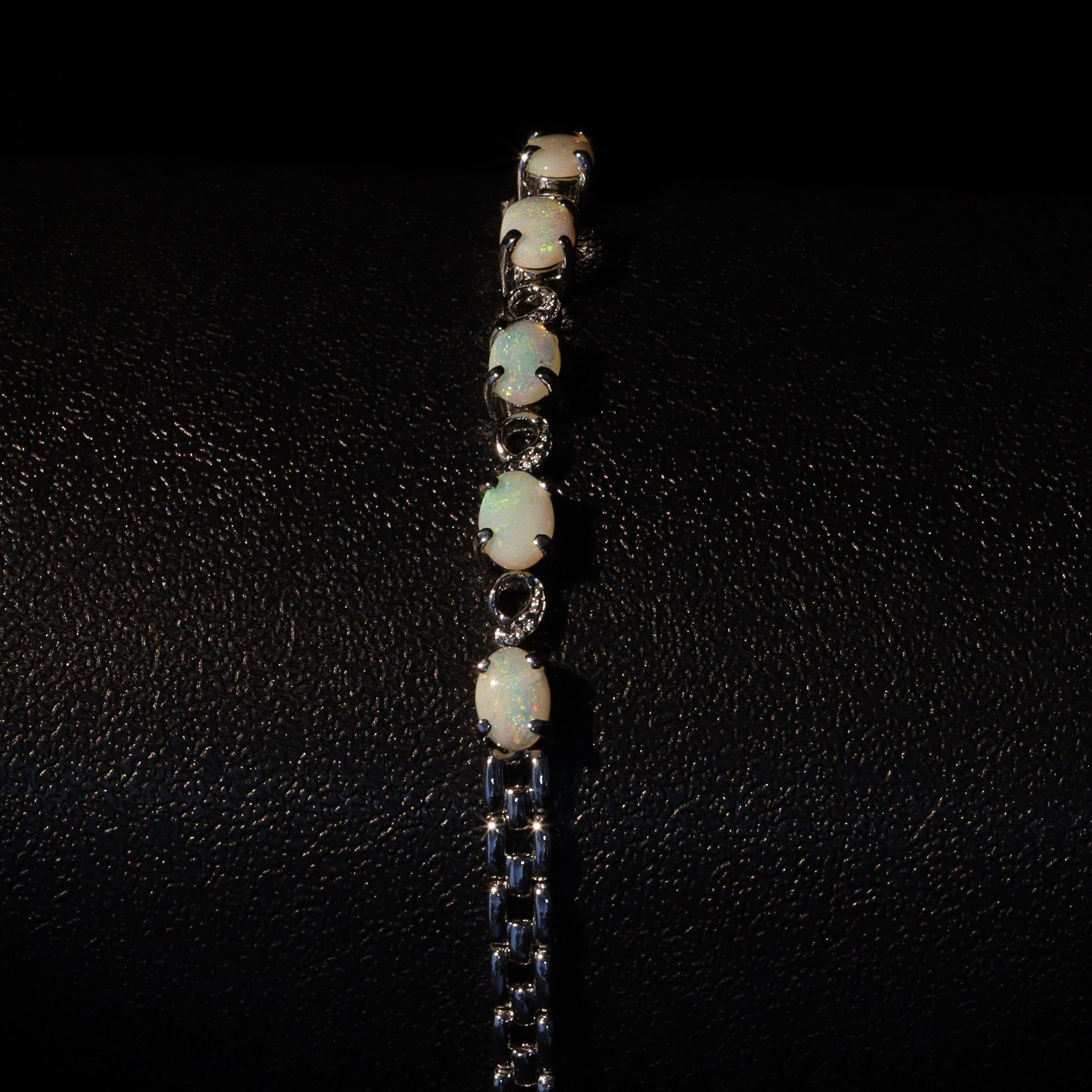 Australian White Opal Silver Bracelet 