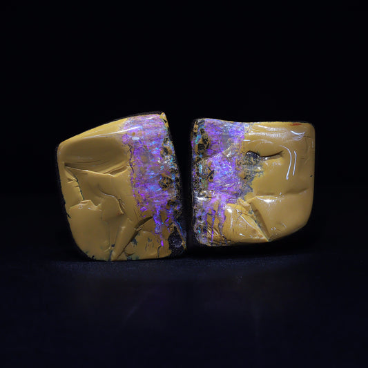 Australian Boulder opal specimen split pair