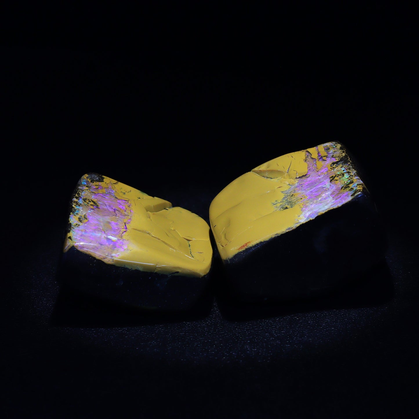 Australian Boulder opal specimen split pair