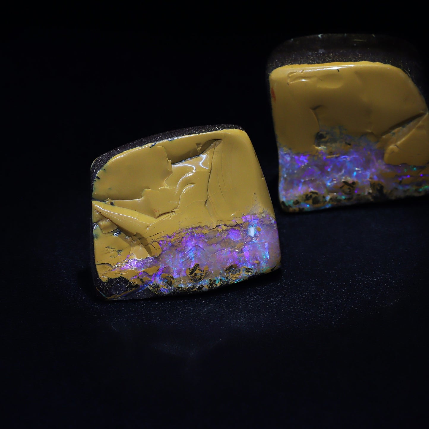 Australian Boulder opal specimen split pair