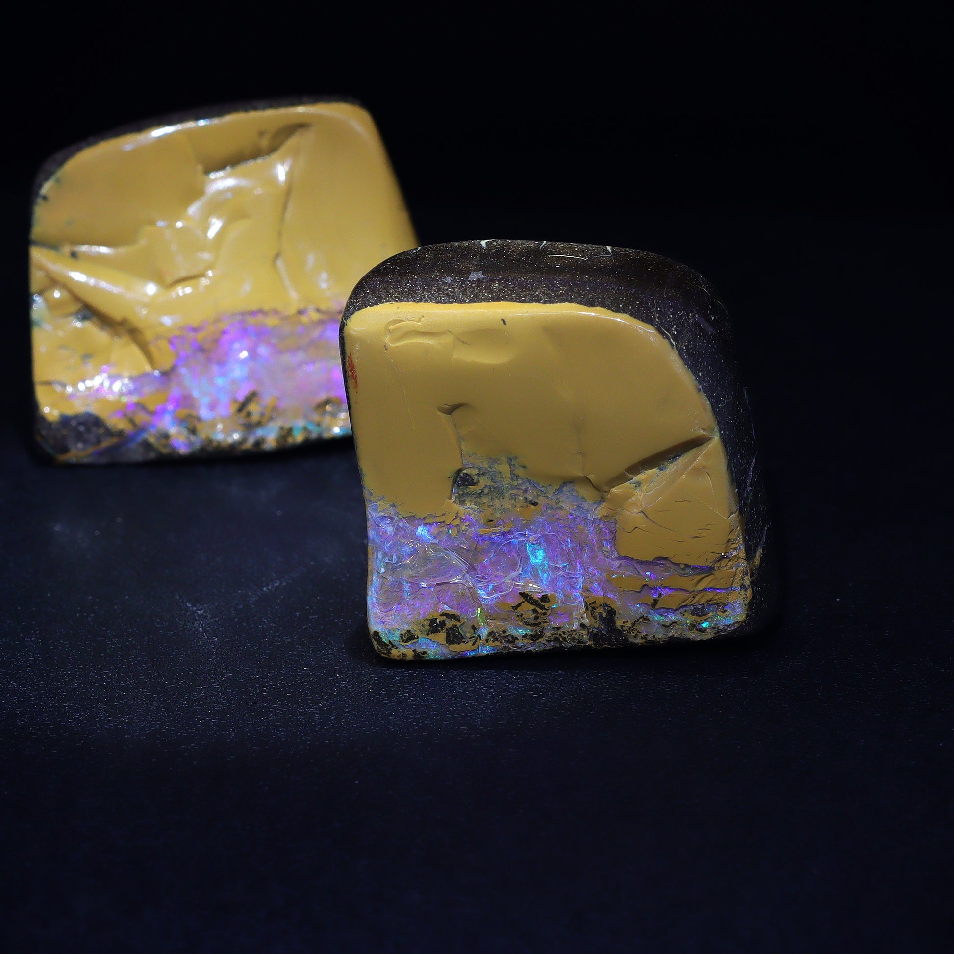 Australian Boulder opal specimen split pair