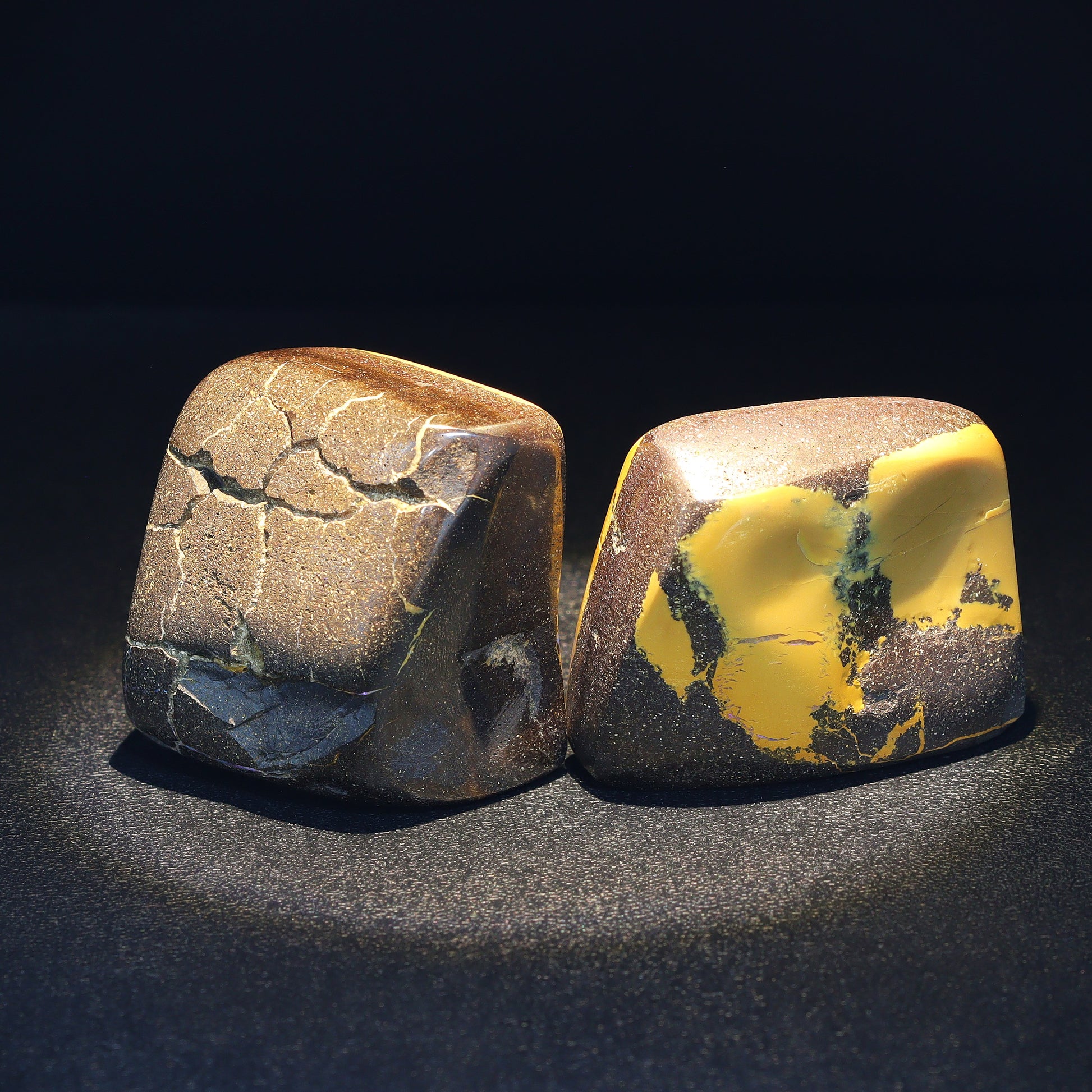 Australian Boulder opal specimen split pair