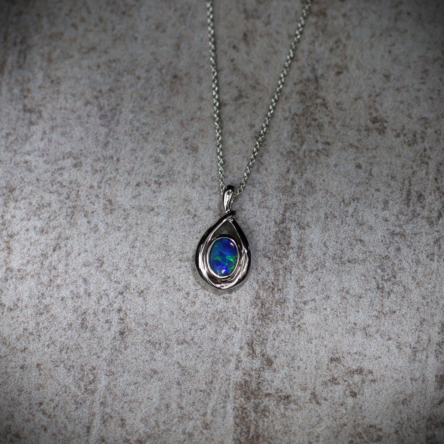 Australian Opal Doublet Silver Pendant