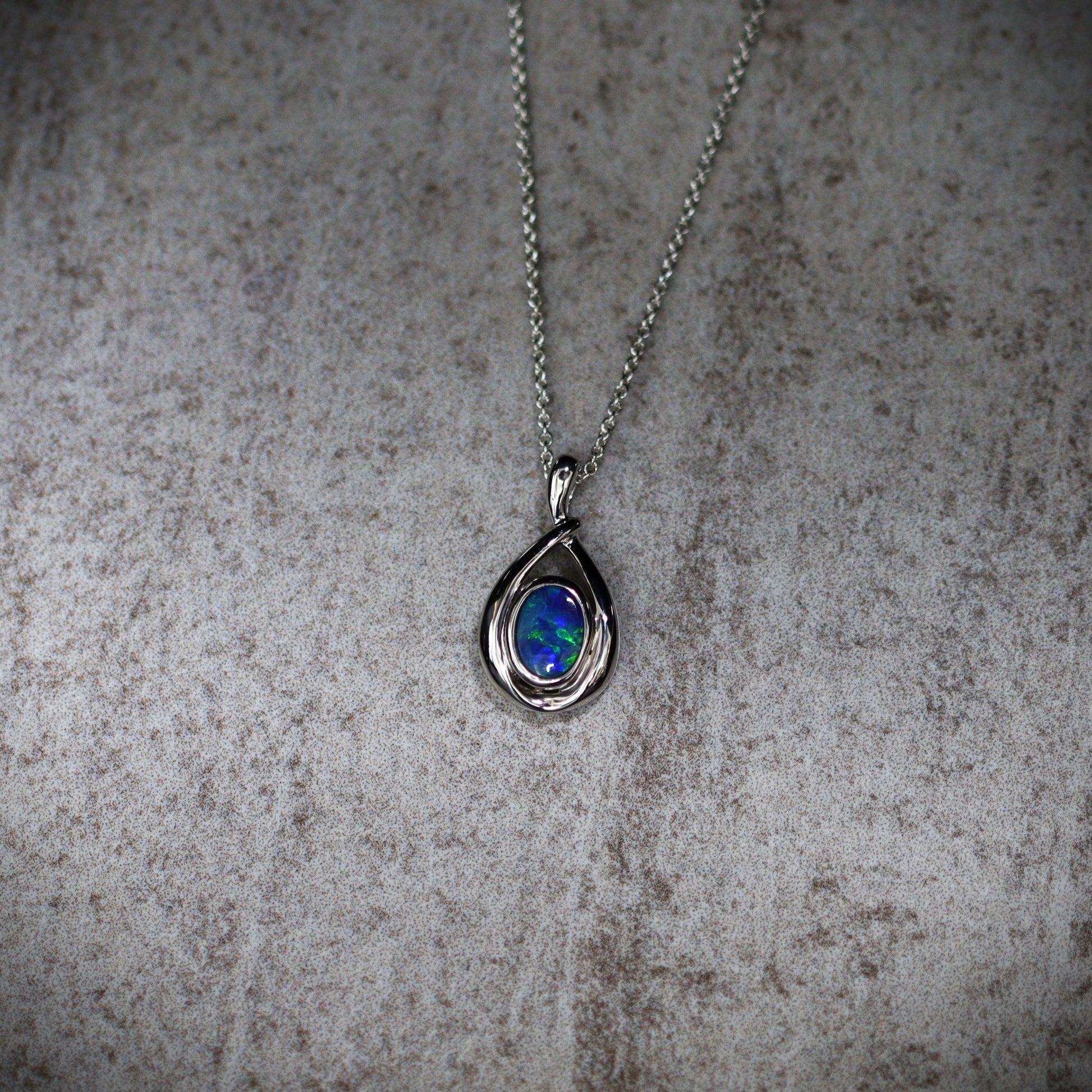 Australian Opal Doublet Silver Pendant