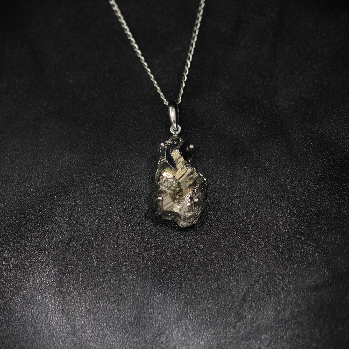 Pyrite silver pendant