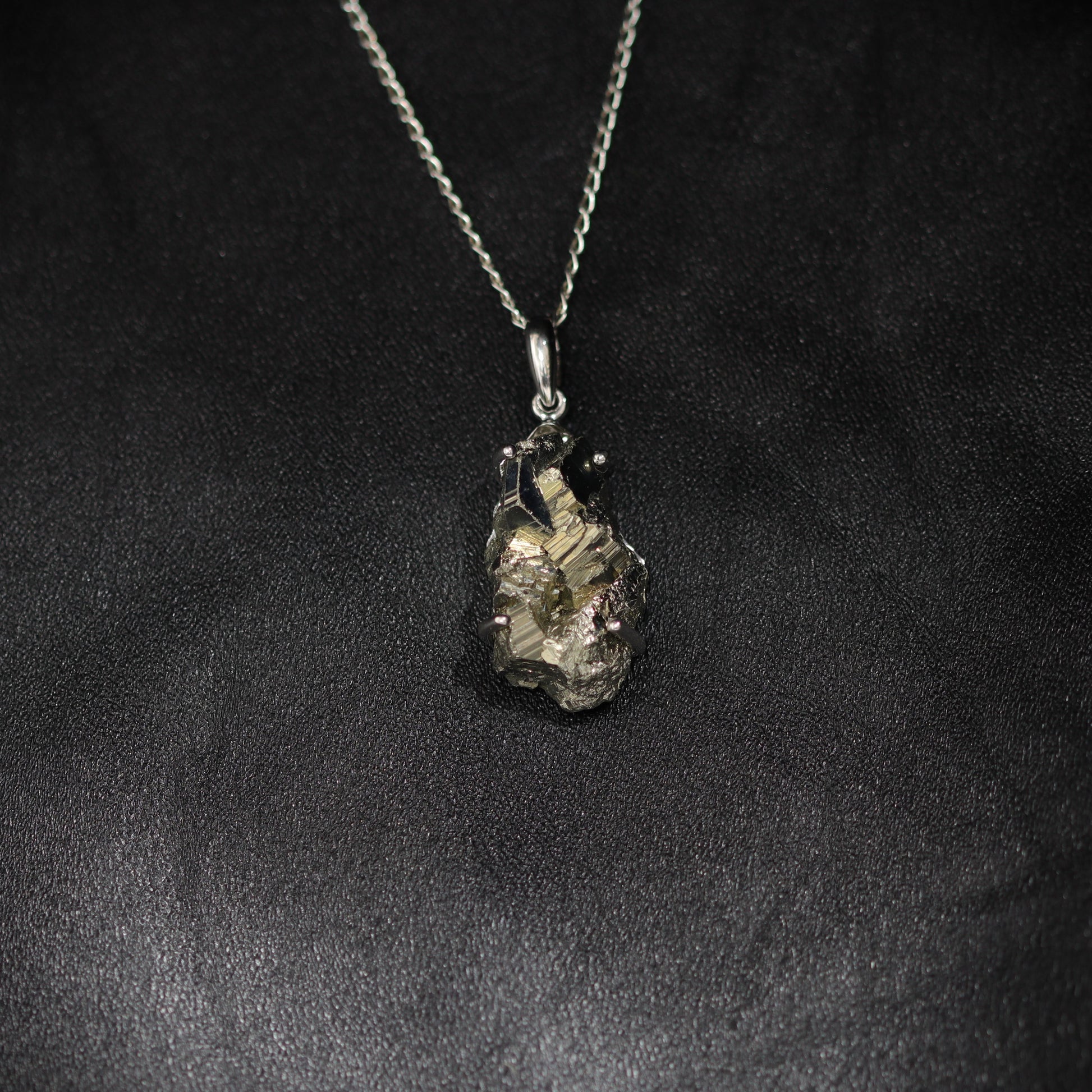 Pyrite silver pendant