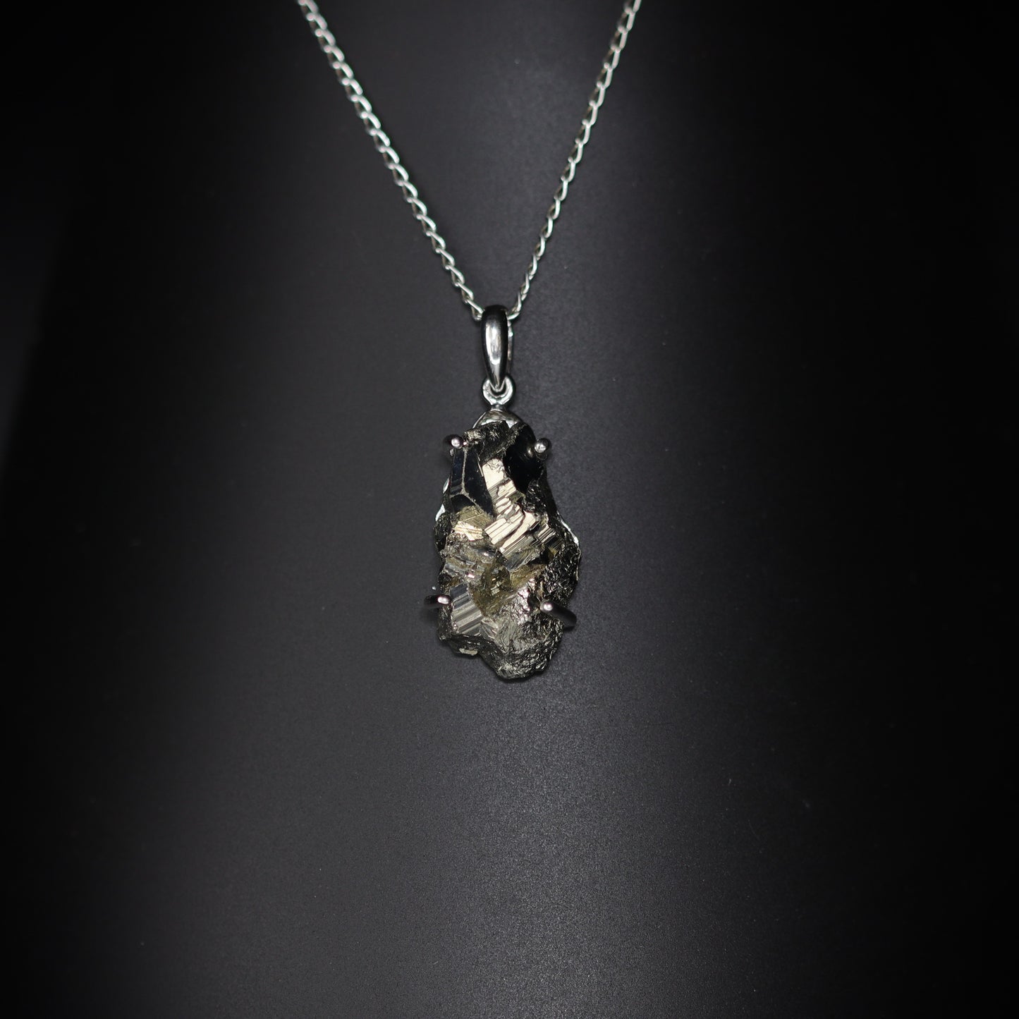 Pyrite silver pendant