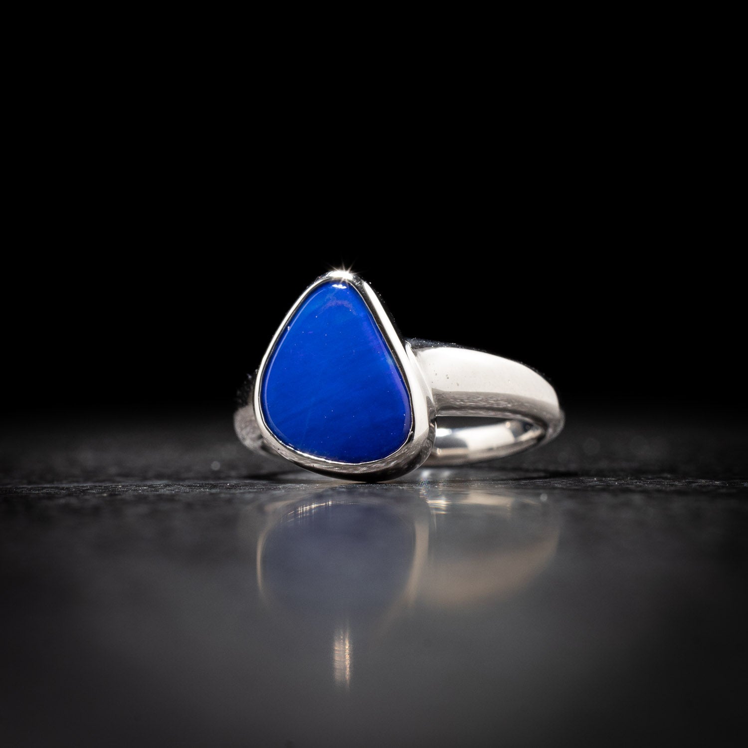 Australian Boulder opal in Sterling Silver Ring