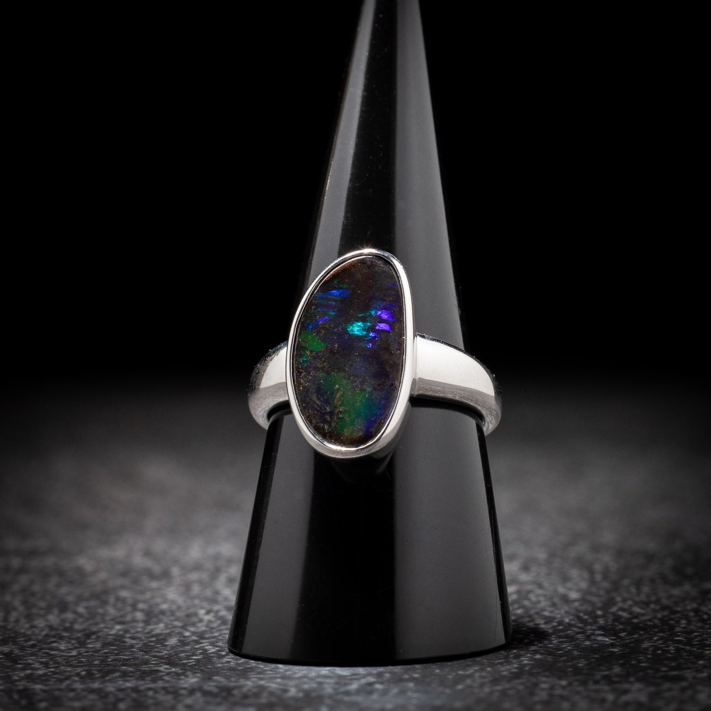 Australian Boulder Opal Sterling Silver Ring – Queensland