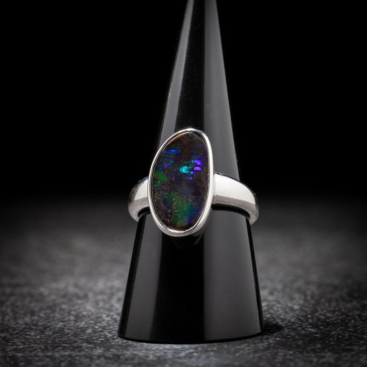 Australian Boulder Opal Sterling Silver Ring – Queensland