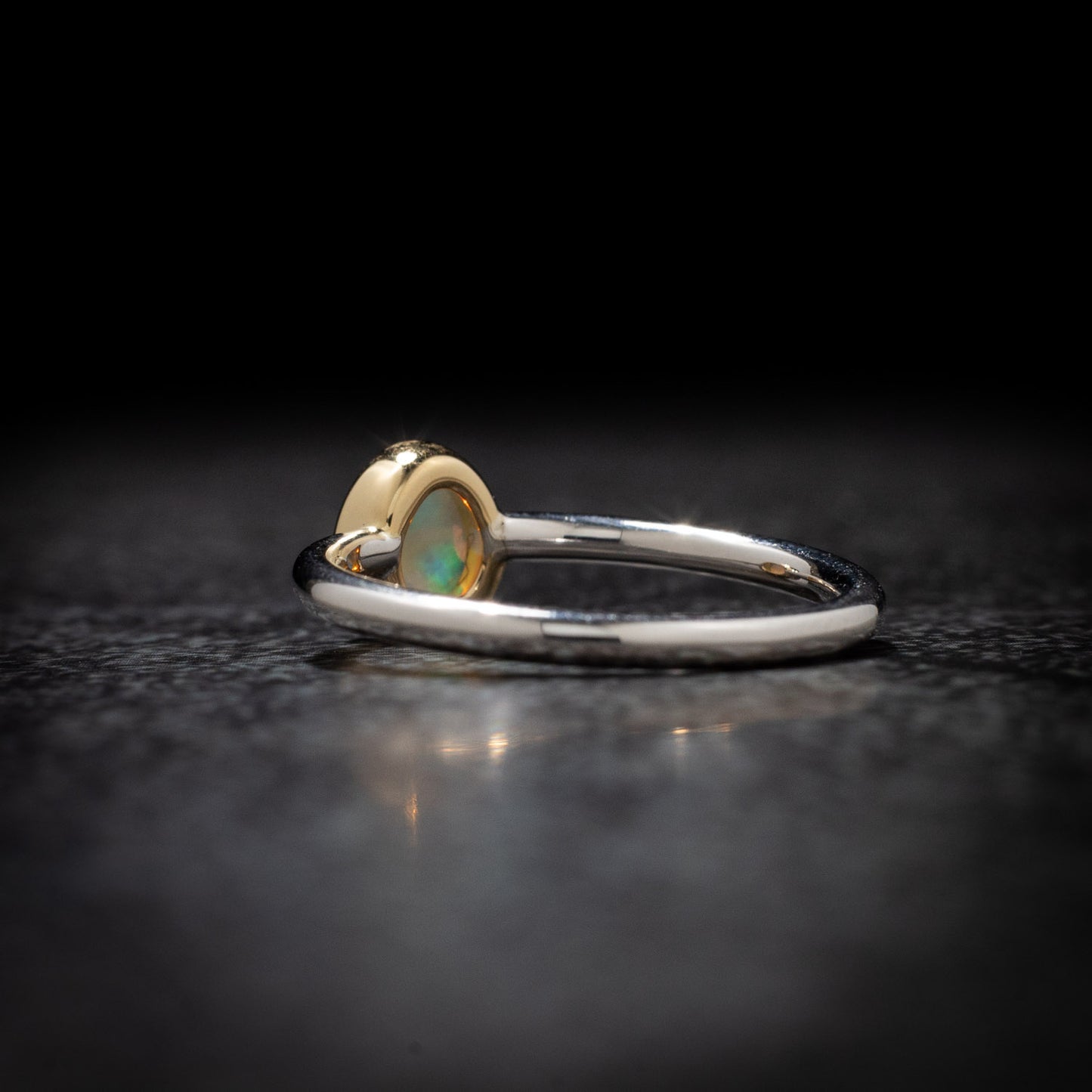 Australian Black Opal crystal in 18 karat Gold and Sterling Silver ring 