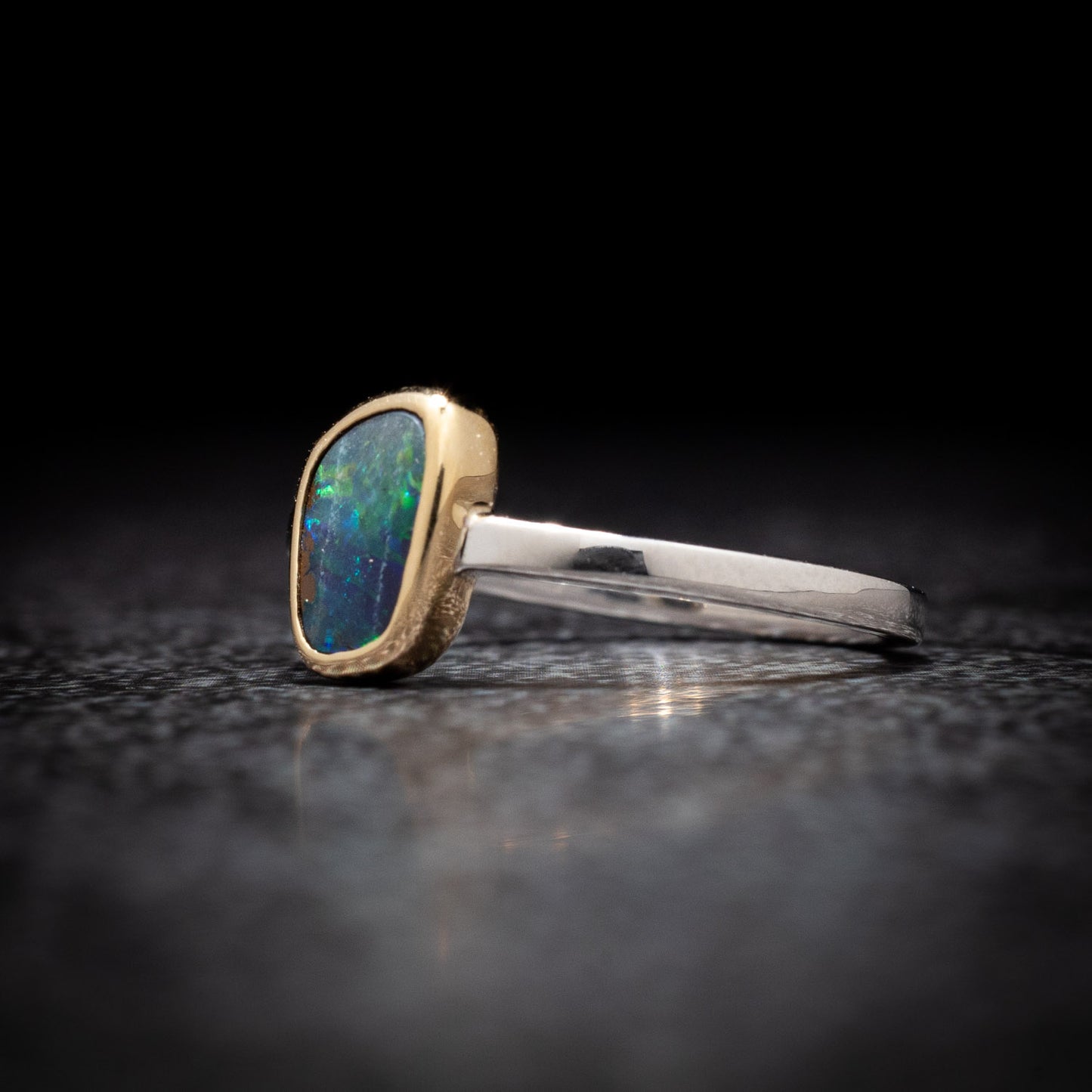 Australian Boulder Opal Gold and Sterling Silver Ring