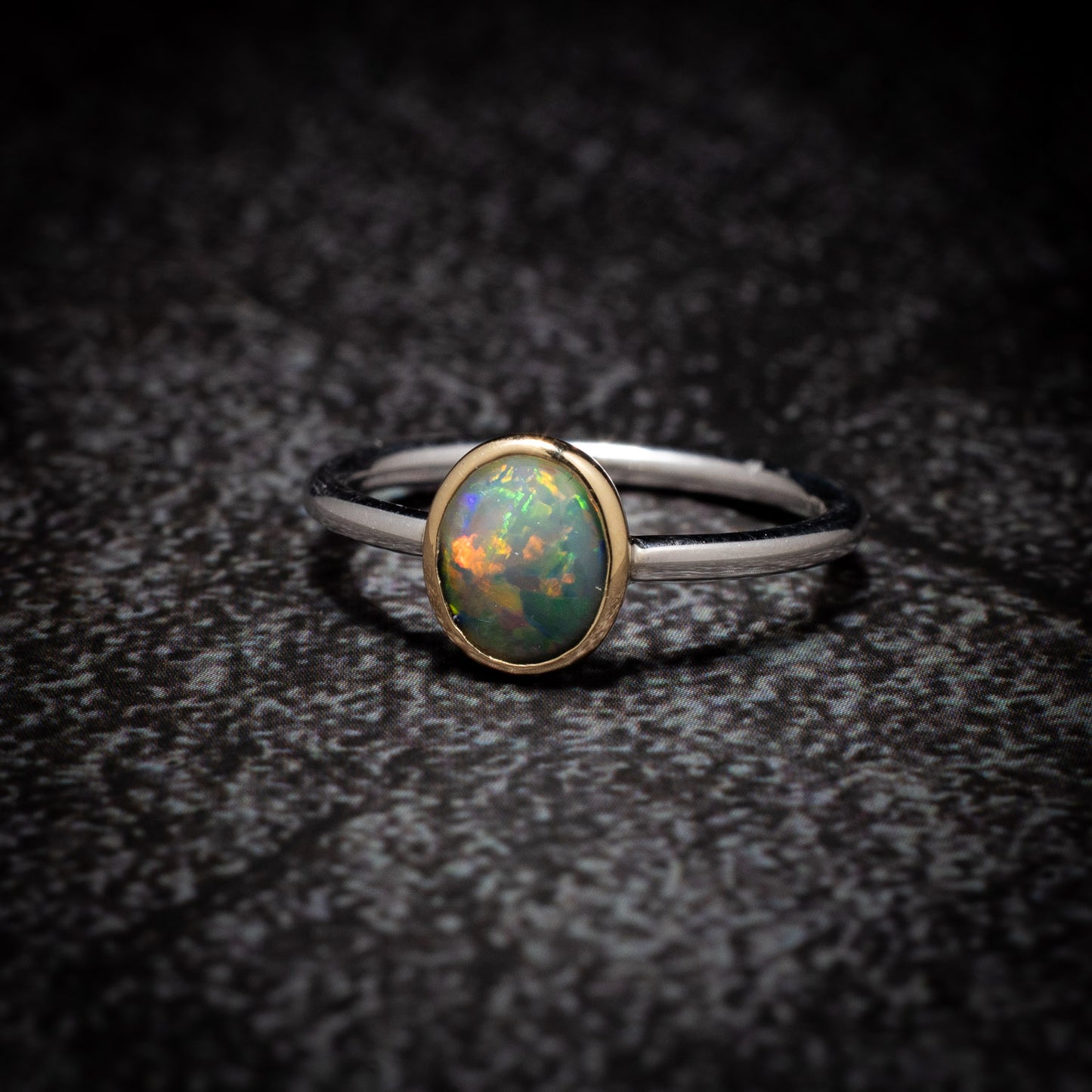Australian Black Opal Sterling Silver Ring – Lightning Ridge NSW