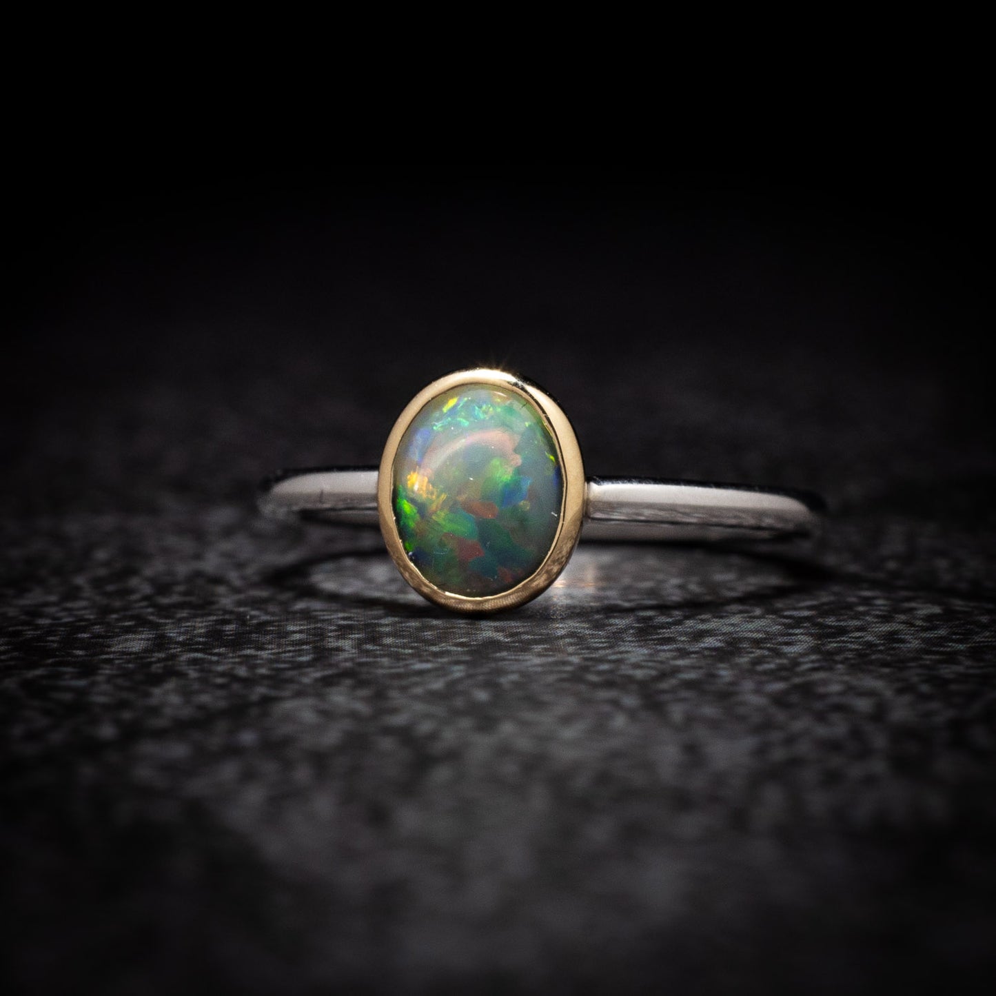 Australian Black Opal Sterling Silver Ring – Lightning Ridge NSW