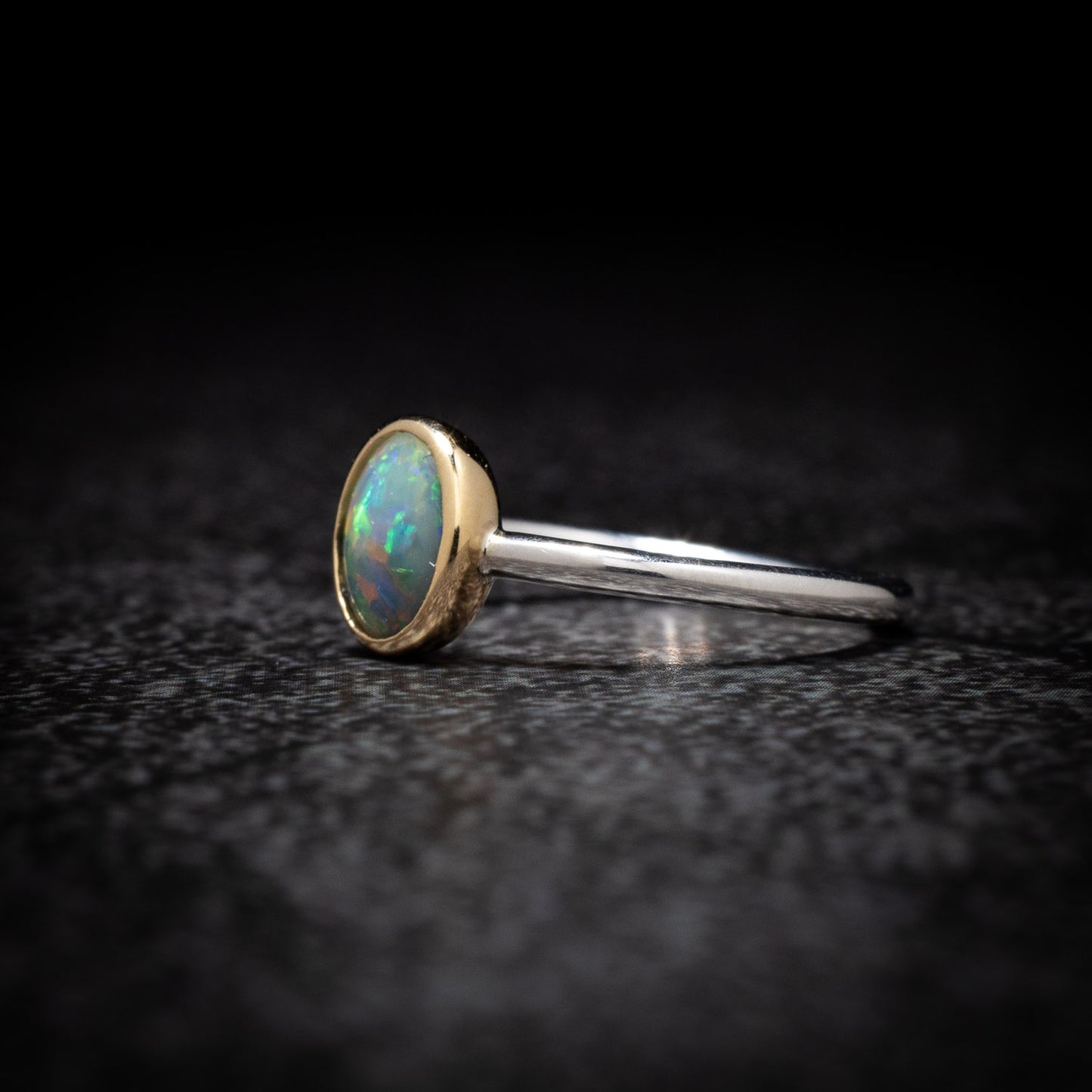 Australian Black Opal Sterling Silver Ring – Lightning Ridge NSW