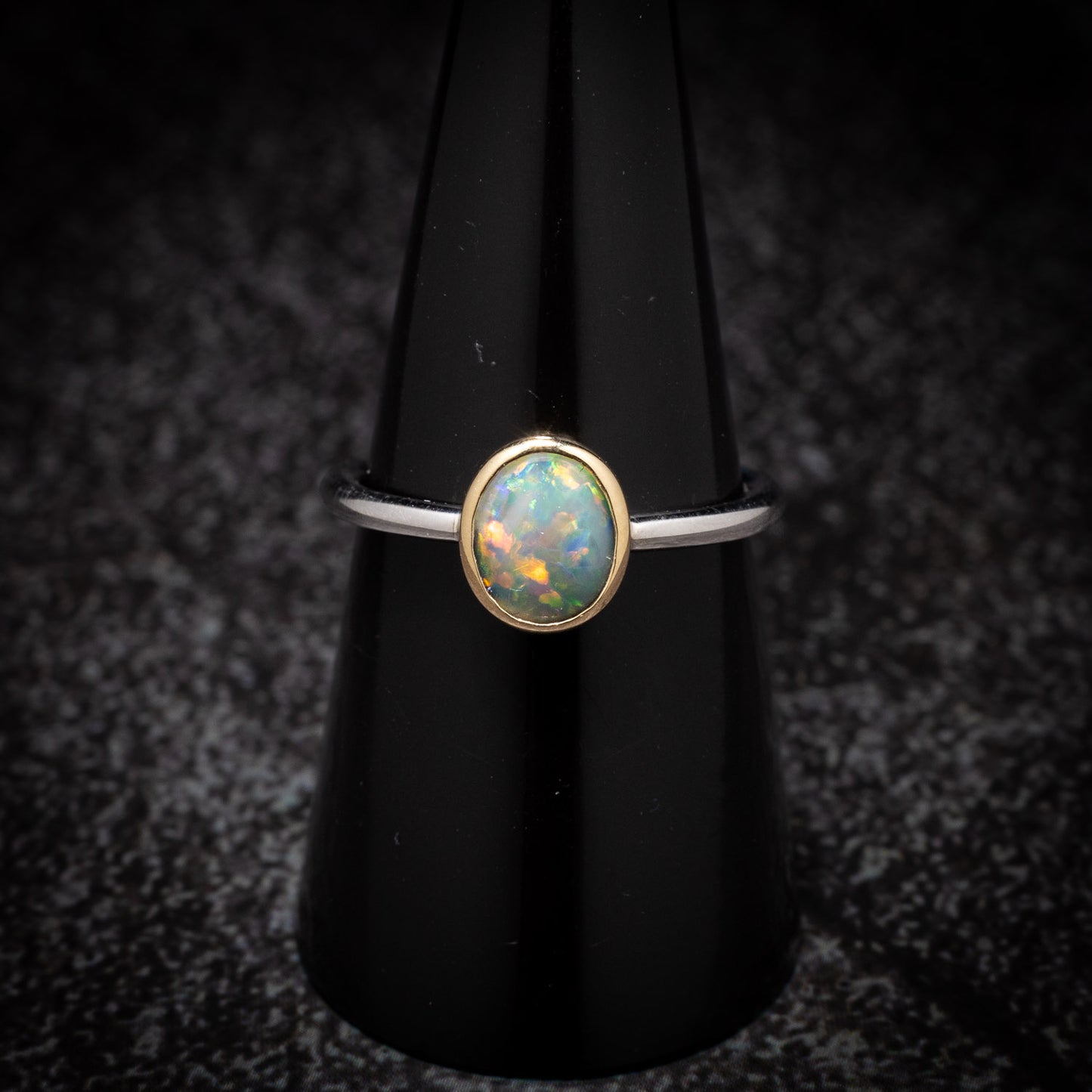 Australian Black Opal Sterling Silver Ring – Lightning Ridge NSW