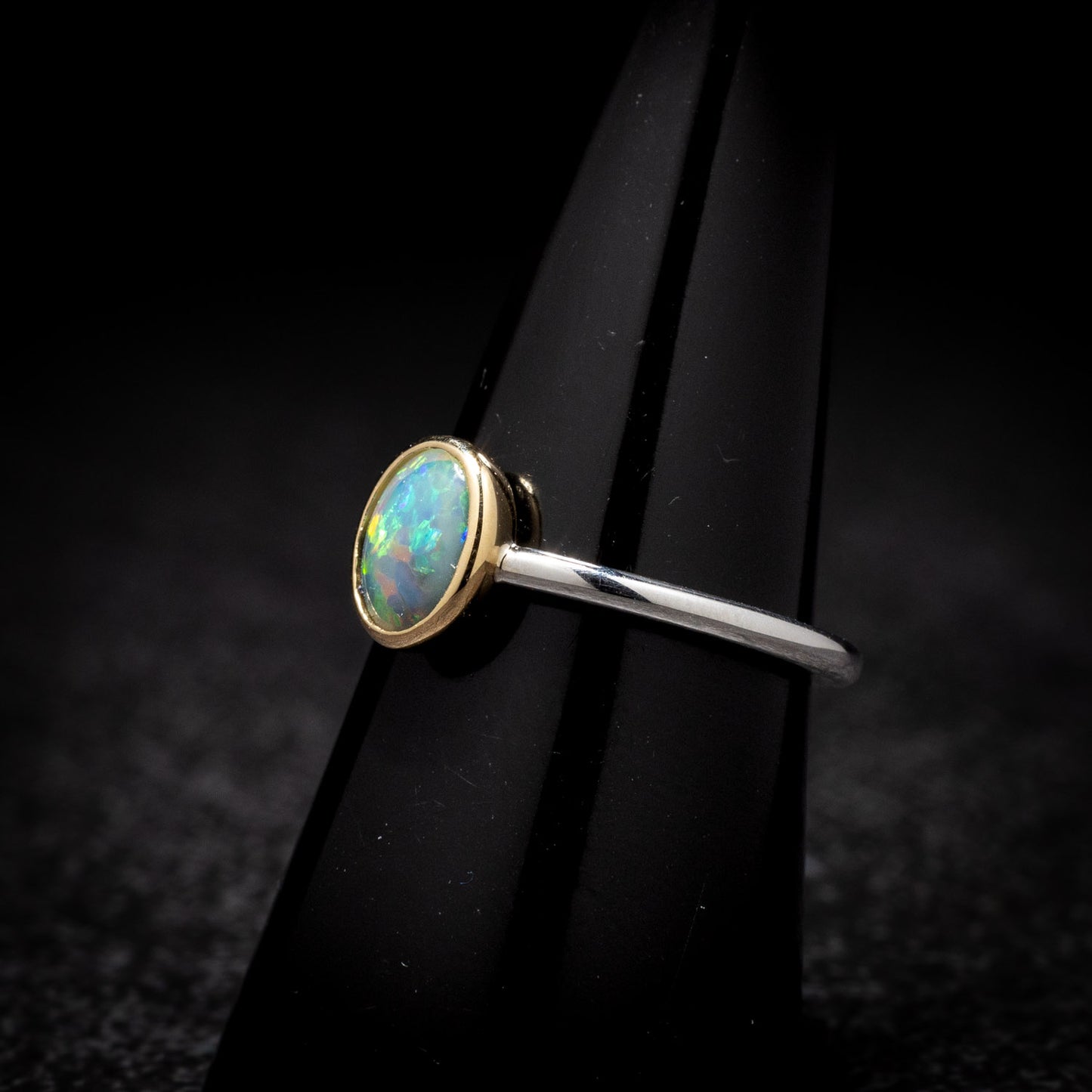 Australian Black Opal Sterling Silver Ring – Lightning Ridge NSW