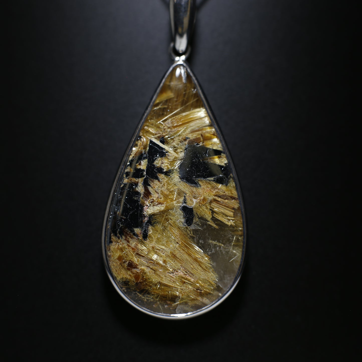 Golden Rutilated Quartz Silver Pendant