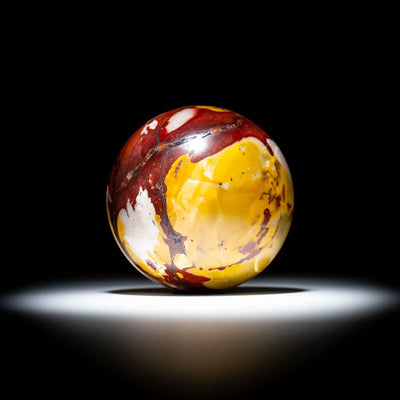 Beautiful highly polished sphere. Mookite found in the Kennedy ranges near Gascoyne Junction about 100 miles inland from the coastal town of Carnarvon Western Australia. The name is derived from its locality Mooka Creek