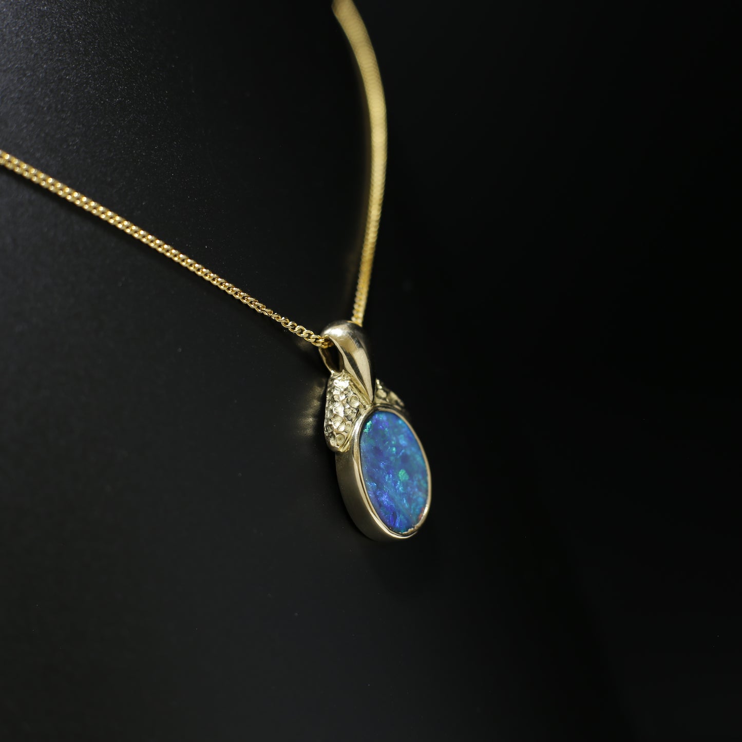 Australian Black Opal 18Kt Gold pendant