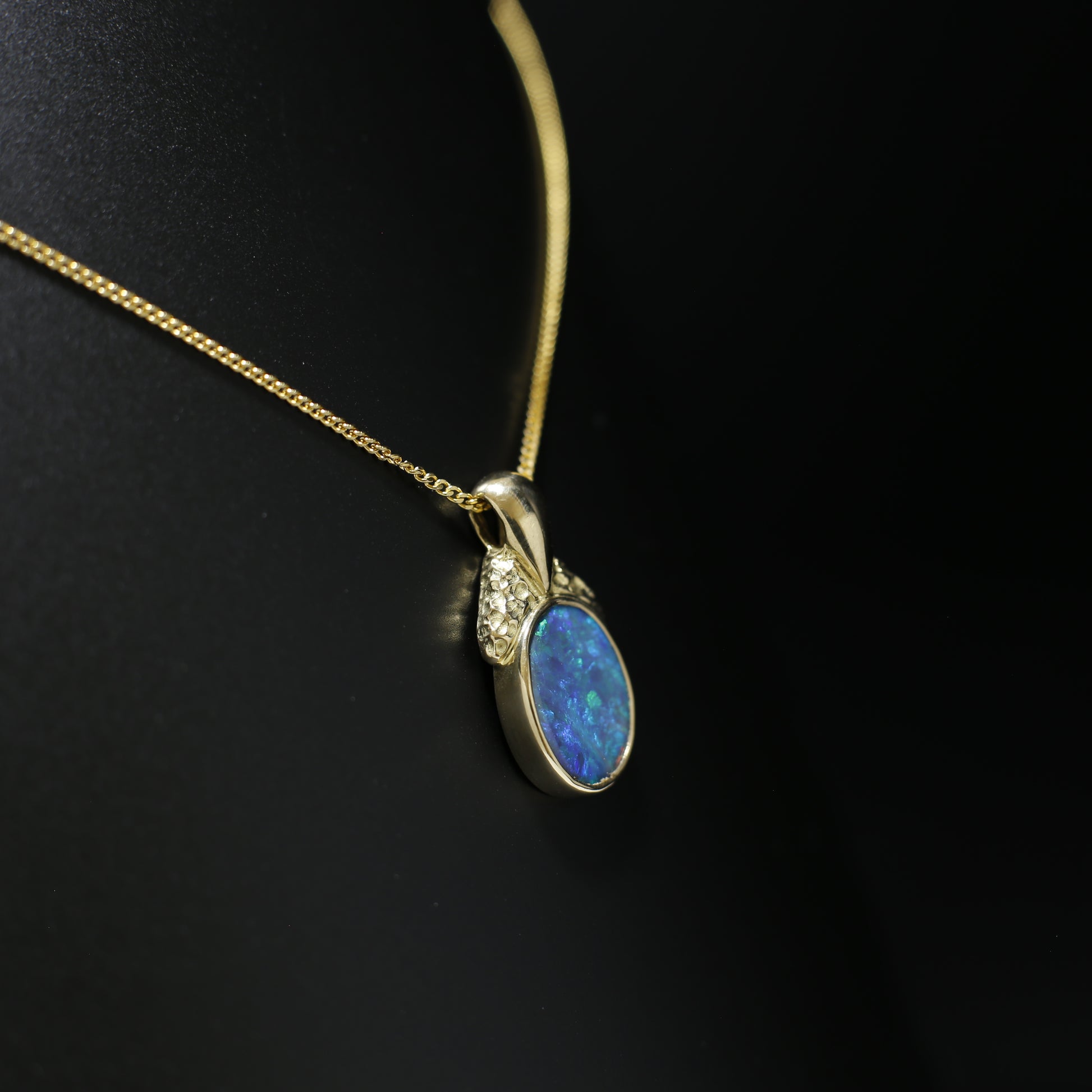 Australian Black Opal 18Kt Gold pendant
