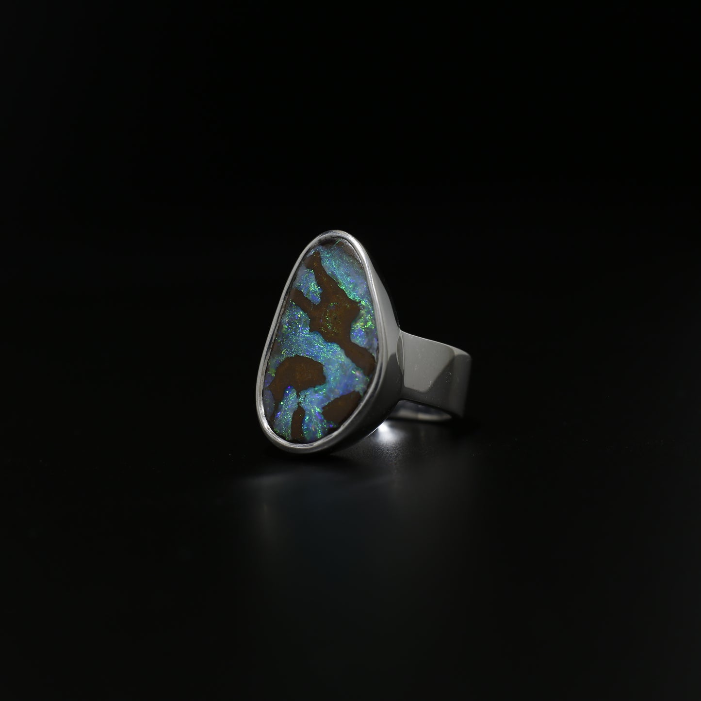 Australian Boulder Opal ring - 104