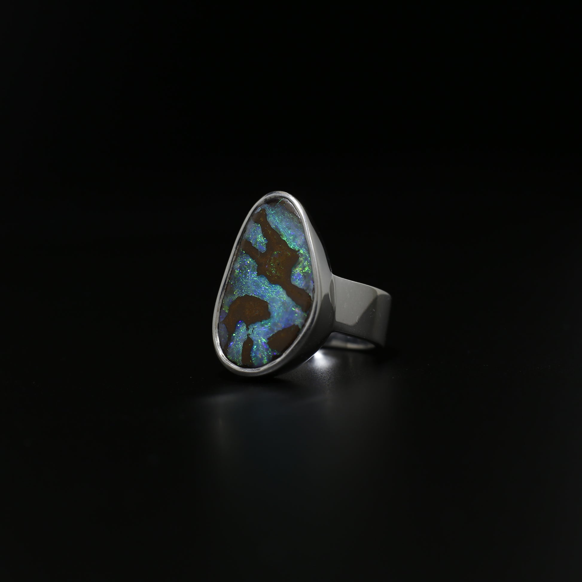 Australian Boulder Opal ring - 104