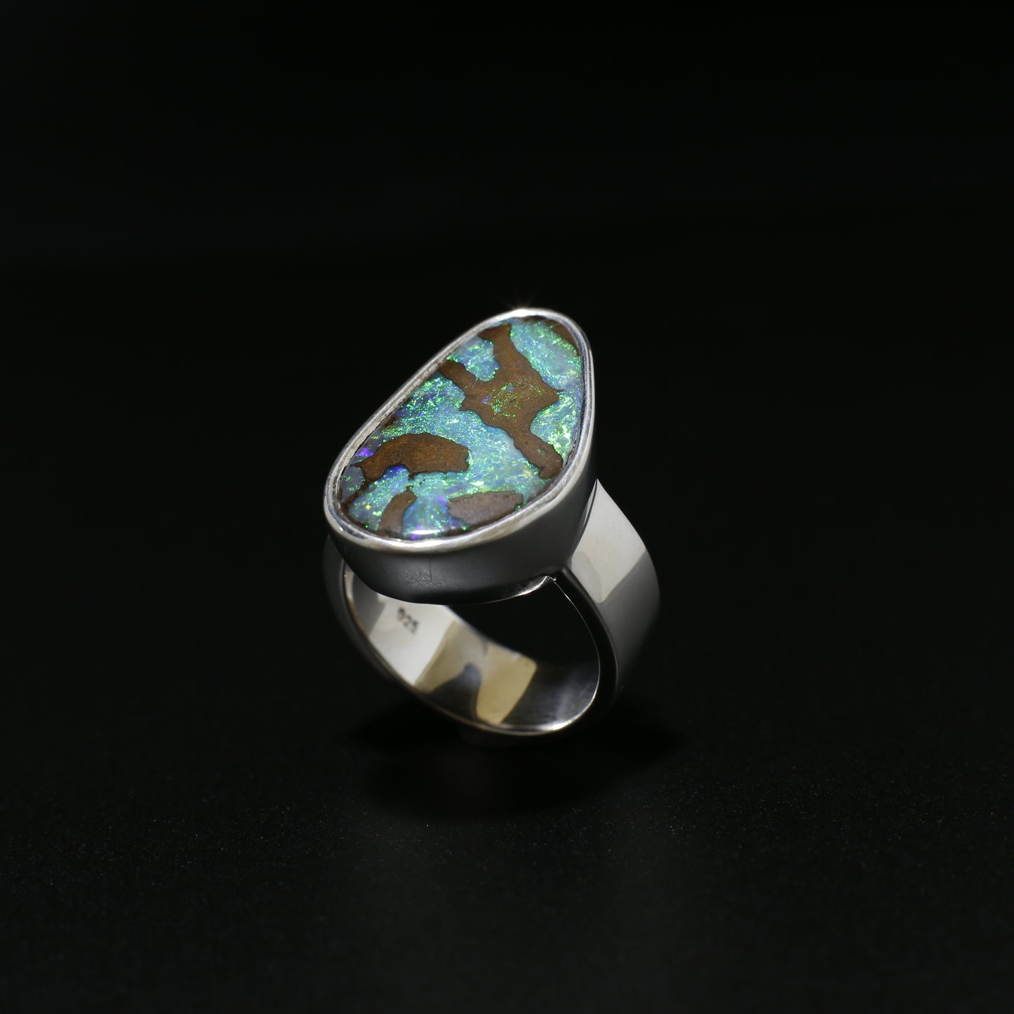Australian Boulder Opal ring - 104