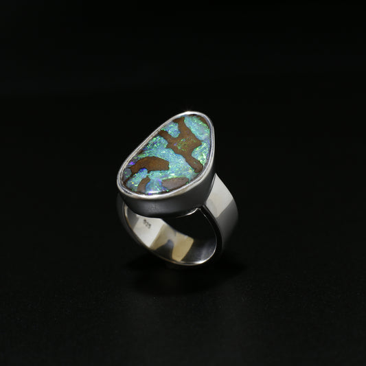 Australian Boulder Opal ring - 104