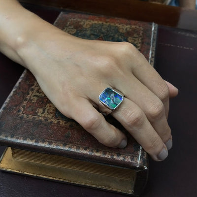 Australian Boulder Opal ring - 103