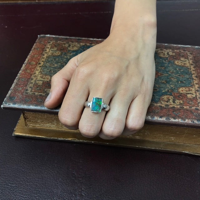 Australian Boulder Opal ring 