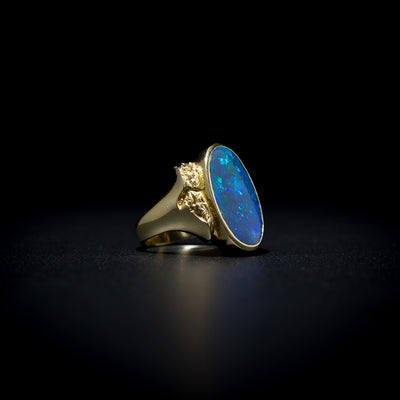 Australian Black opal is the most valuable of opals and comes from Lightning Ridge, New South Wales.  It is distinguished by the black or very dark body color of the stone and shows color within or on dark body tone. It can also be a crystal or opaque. It is highly sought after because of its beauty and rarity.