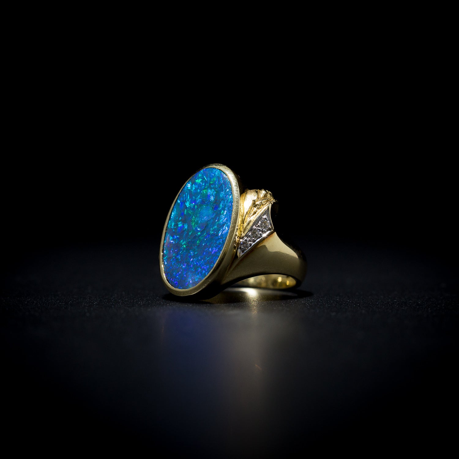 Australian Black Opal Ring 