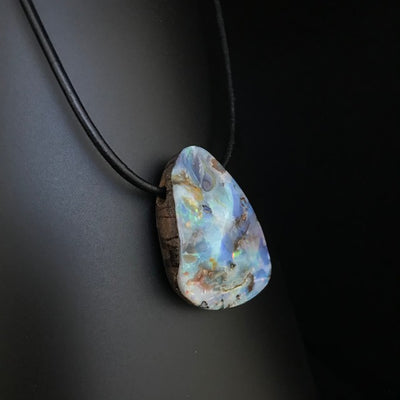 Australian Boulder Opal on leather | boulder opal | QLD opal | 1